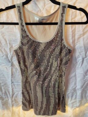3 FOR $20 Sequin Scoop Neck Tank Top - Light Cream